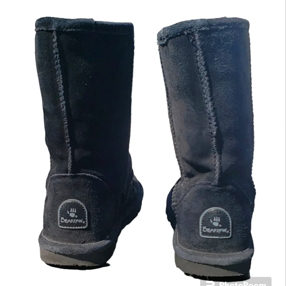 Bearpaw Black Suede Sheepskin Wool Emma Boots